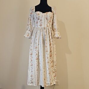 victorian floral peasant dress